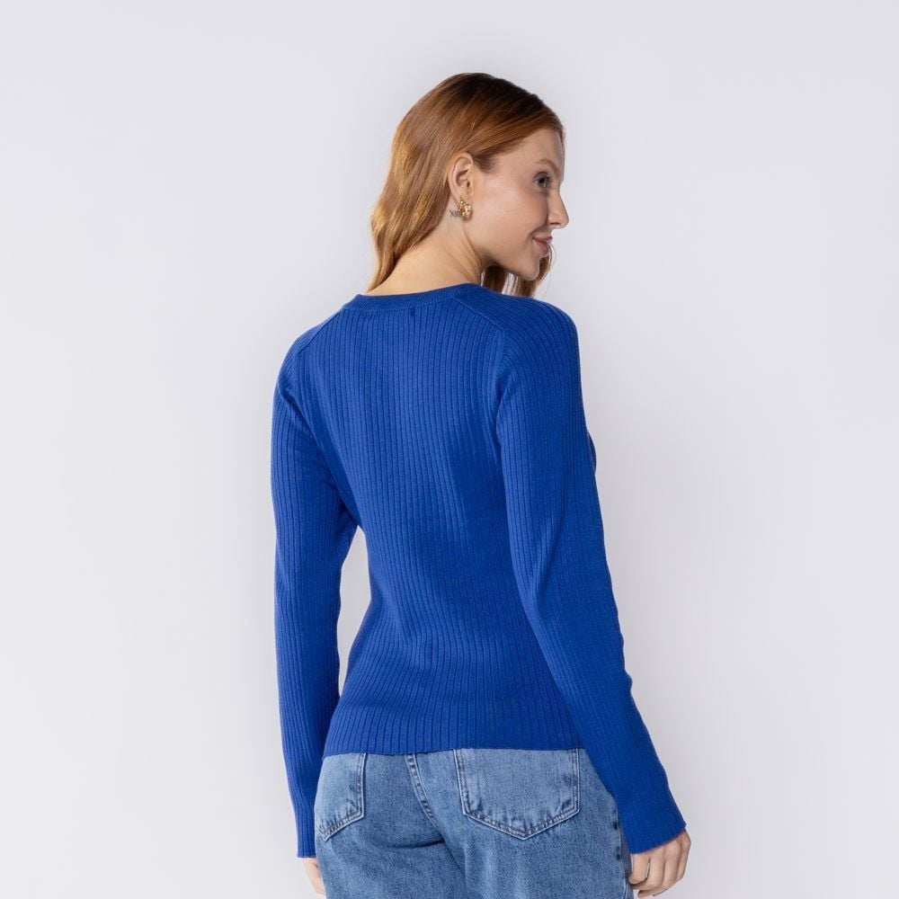 Blusa Feminina De Tricot Canelado Manga Longa Boby Blues