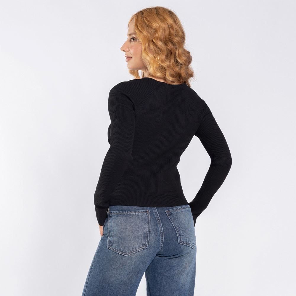 Blusa Feminina De Tricot Manga Longa Boby Blues