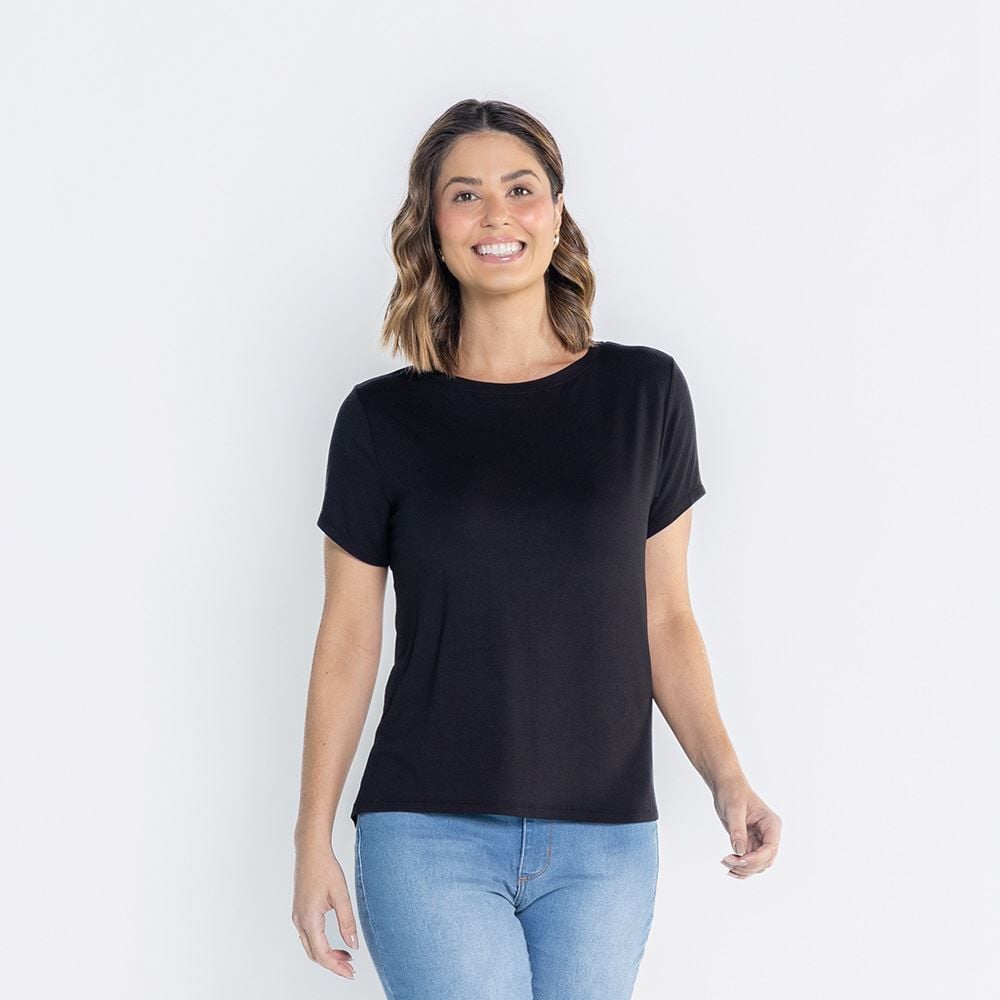 Blusa Feminina Decote Redondo De Malha Viscose Patricia Foster