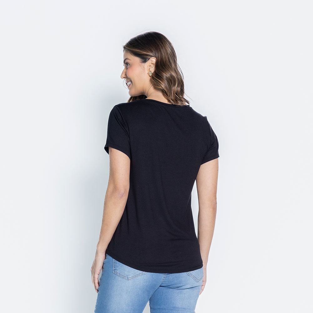 Blusa Feminina Decote Redondo De Malha Viscose Patricia Foster