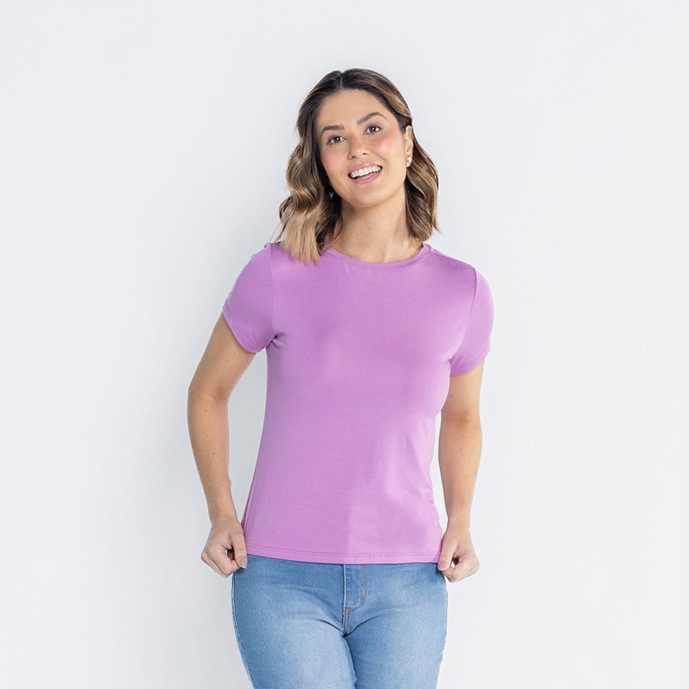 Blusa Feminina Decote Redondo De Malha Viscose Patricia Foster