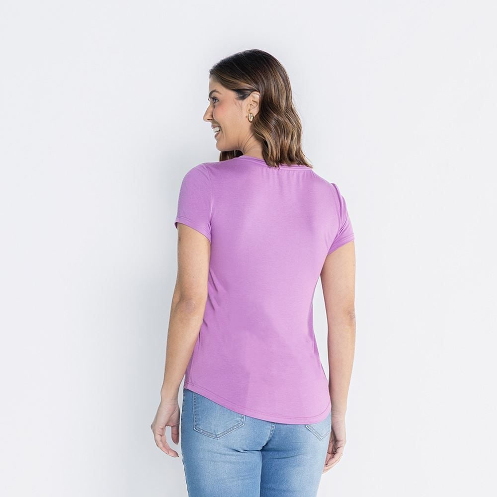 Blusa Feminina Decote Redondo De Malha Viscose Patricia Foster