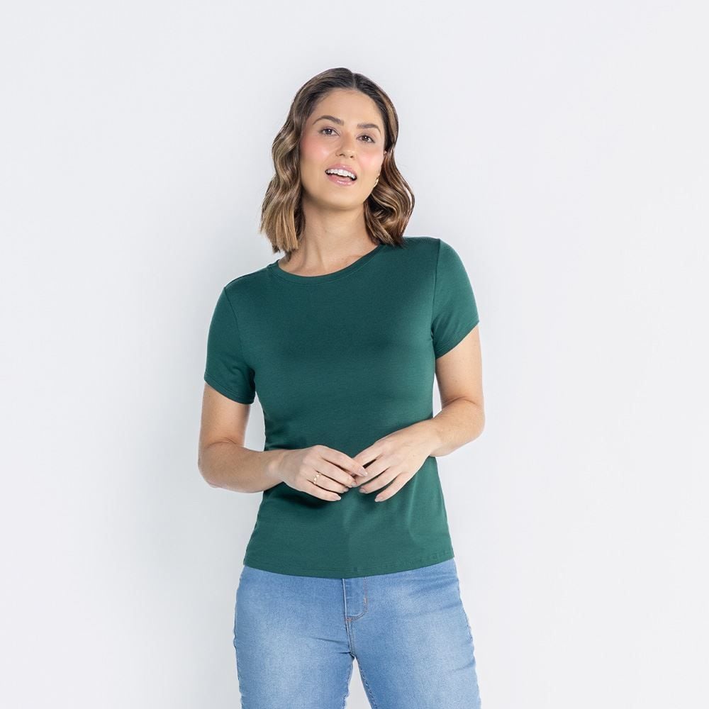 Blusa Feminina Decote Redondo De Malha Viscose Patricia Foster