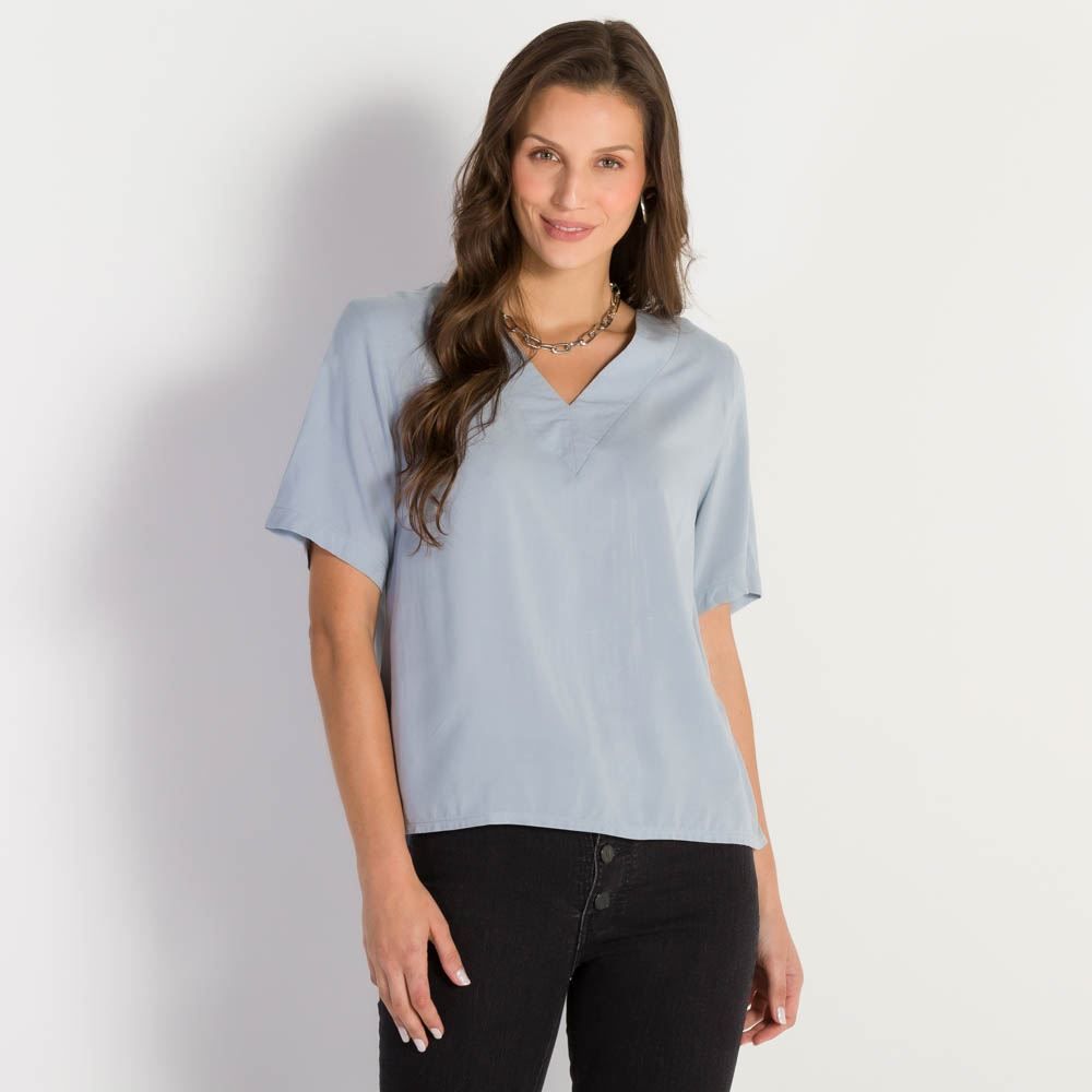 Blusa Feminina Decote V Manga Curta Patrícia Foster