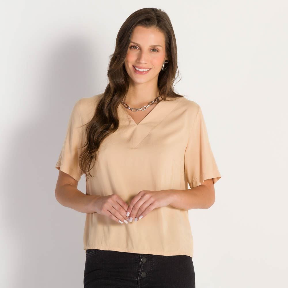 Blusa Feminina Decote V Manga Curta Patrícia Foster