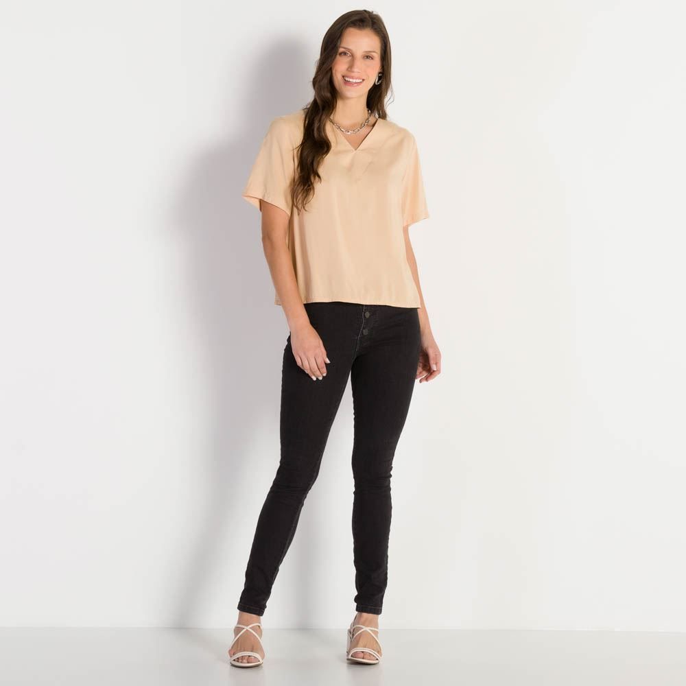 Blusa Feminina Decote V Manga Curta Patrícia Foster