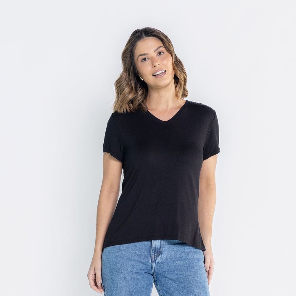 Blusa Feminina De Viscose Com Decote Em V Patricia Foster