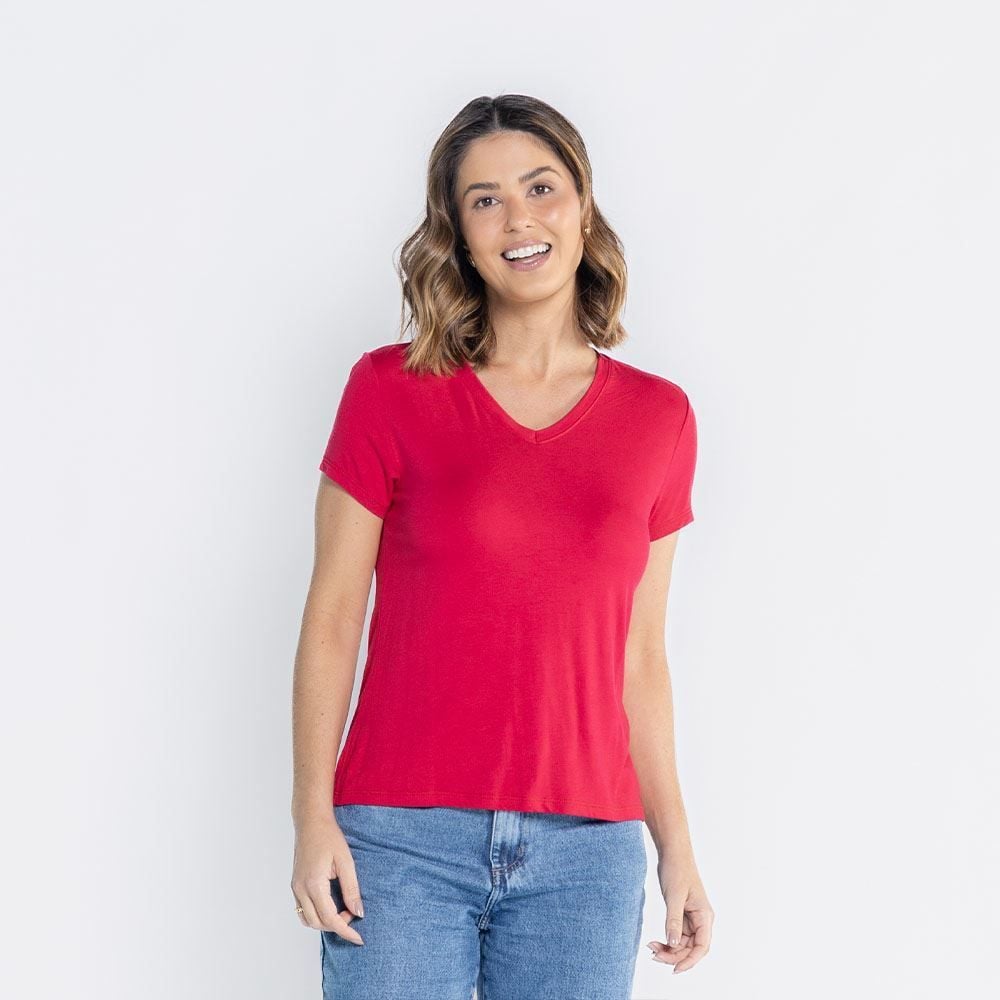 Blusa Feminina De Viscose Com Decote Em V Patricia Foster