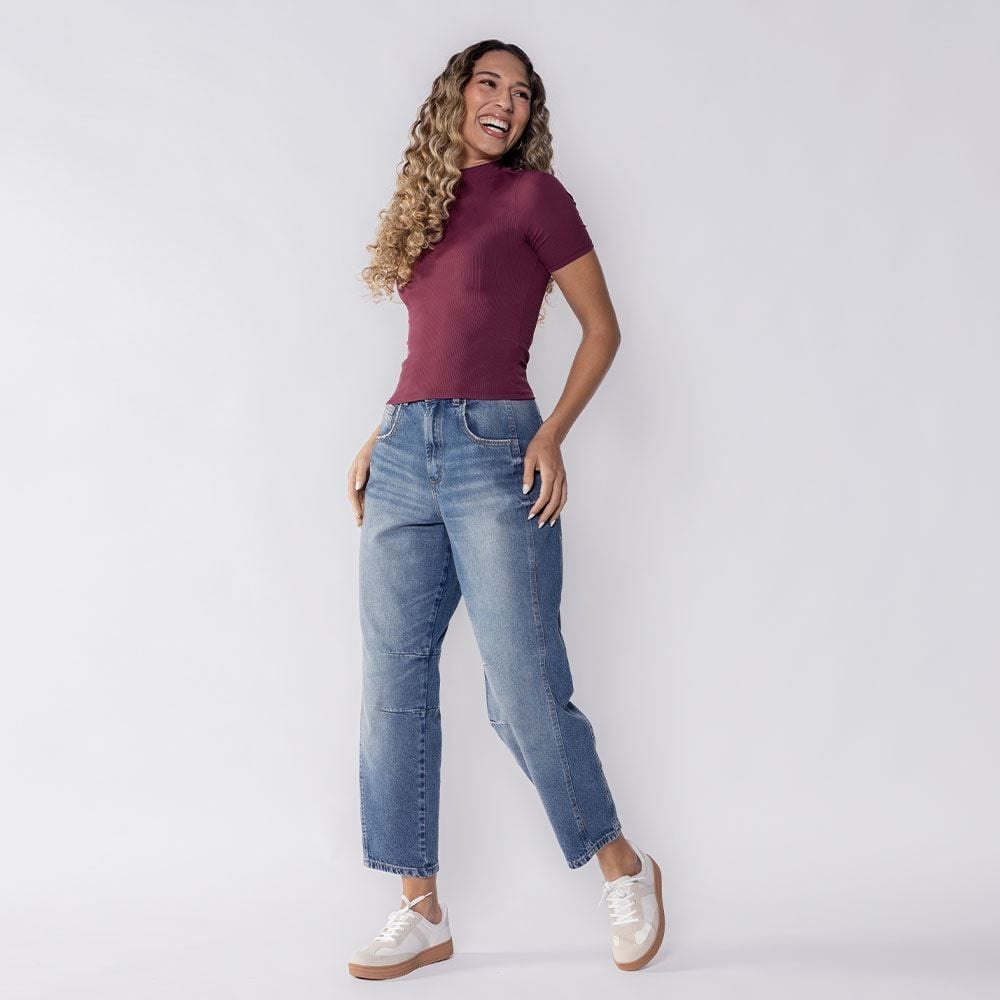 Blusa Feminina Gola Alta Canelada Patrícia Foster