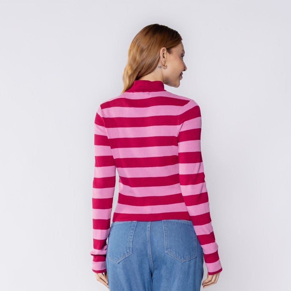 Blusa Feminina Listrada De Tricot Canelado Boby Blues