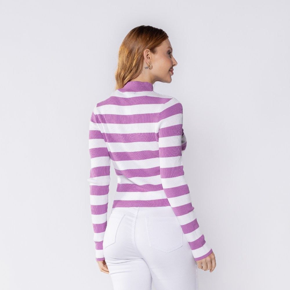 Blusa Feminina Listrada De Tricot Canelado Boby Blues