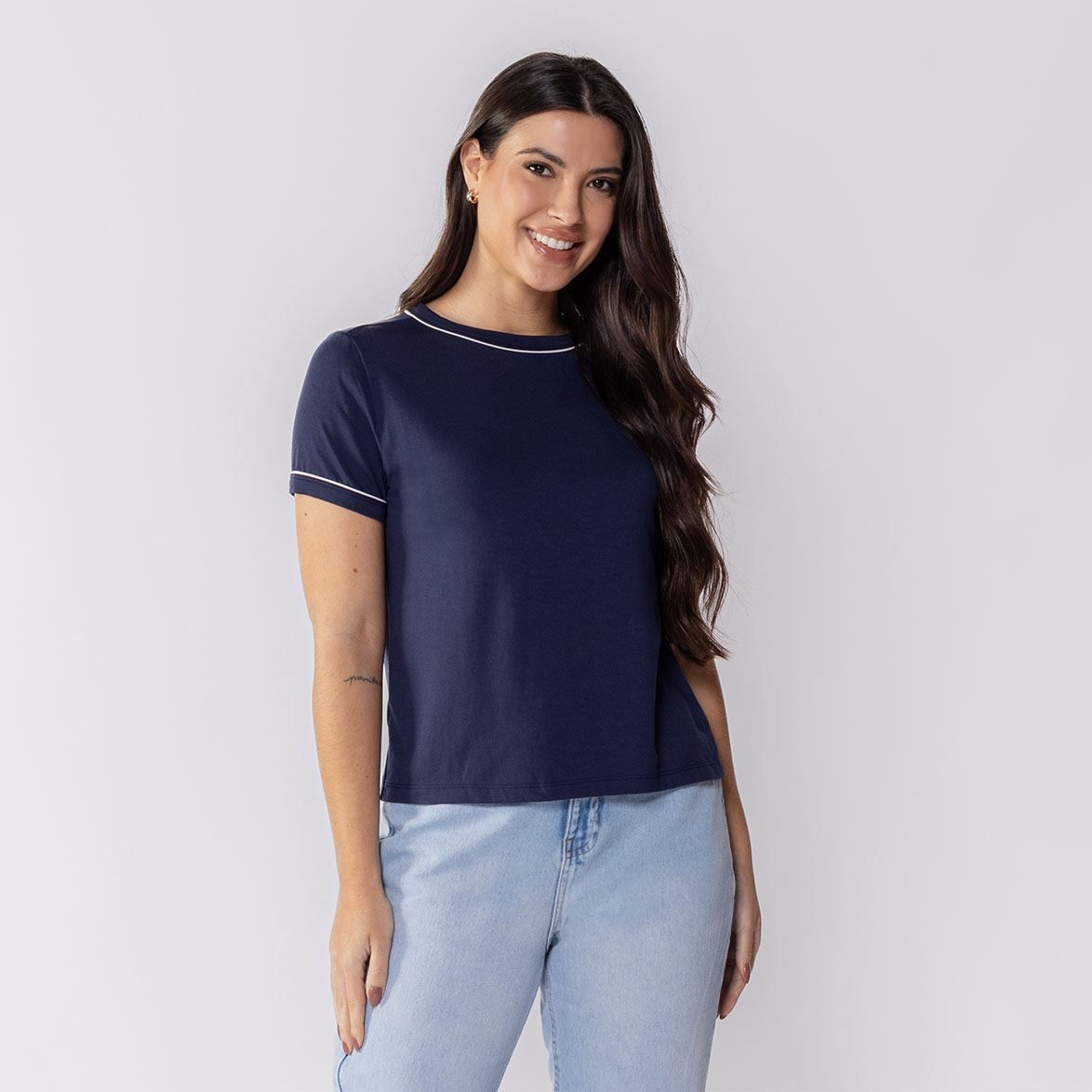 Blusa Feminina Manga Curta De Viscose Patricia Foster
