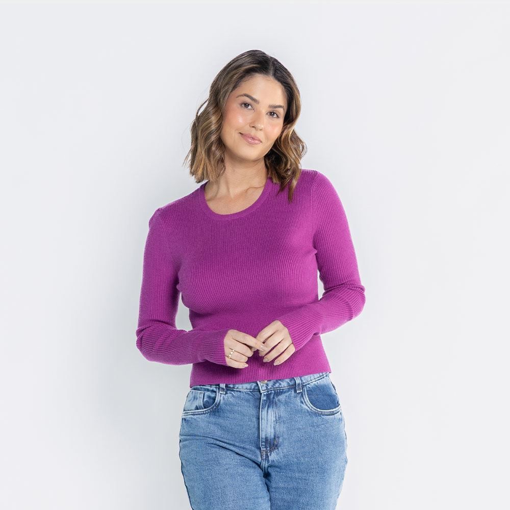 Blusa Feminina Manga Longa Canelada Boby Blues