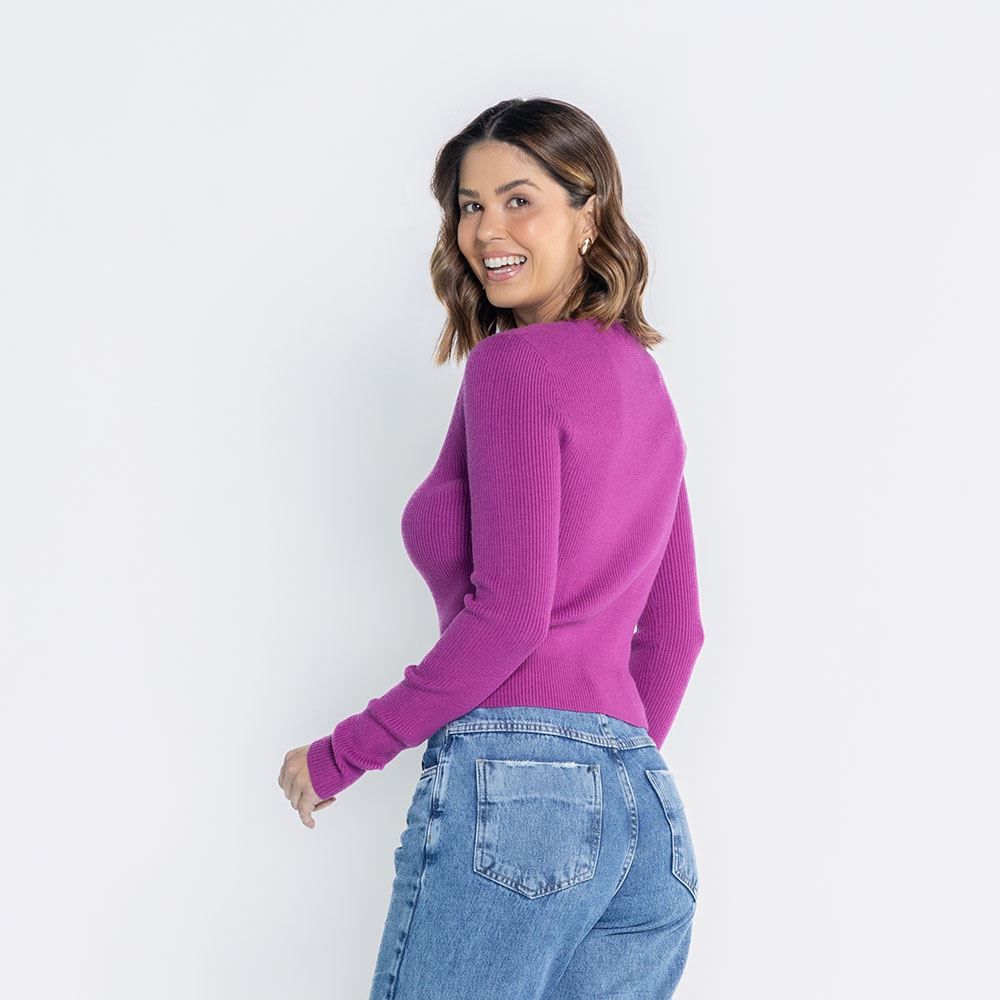 Blusa Feminina Manga Longa Canelada Boby Blues