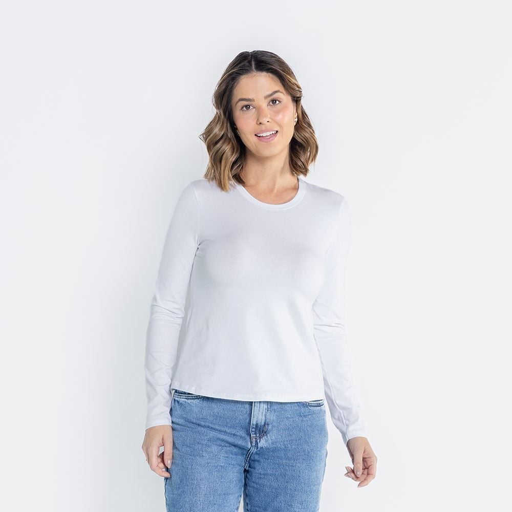 Blusa Feminina Manga Longa Com Gola Redonda Patricia Foster