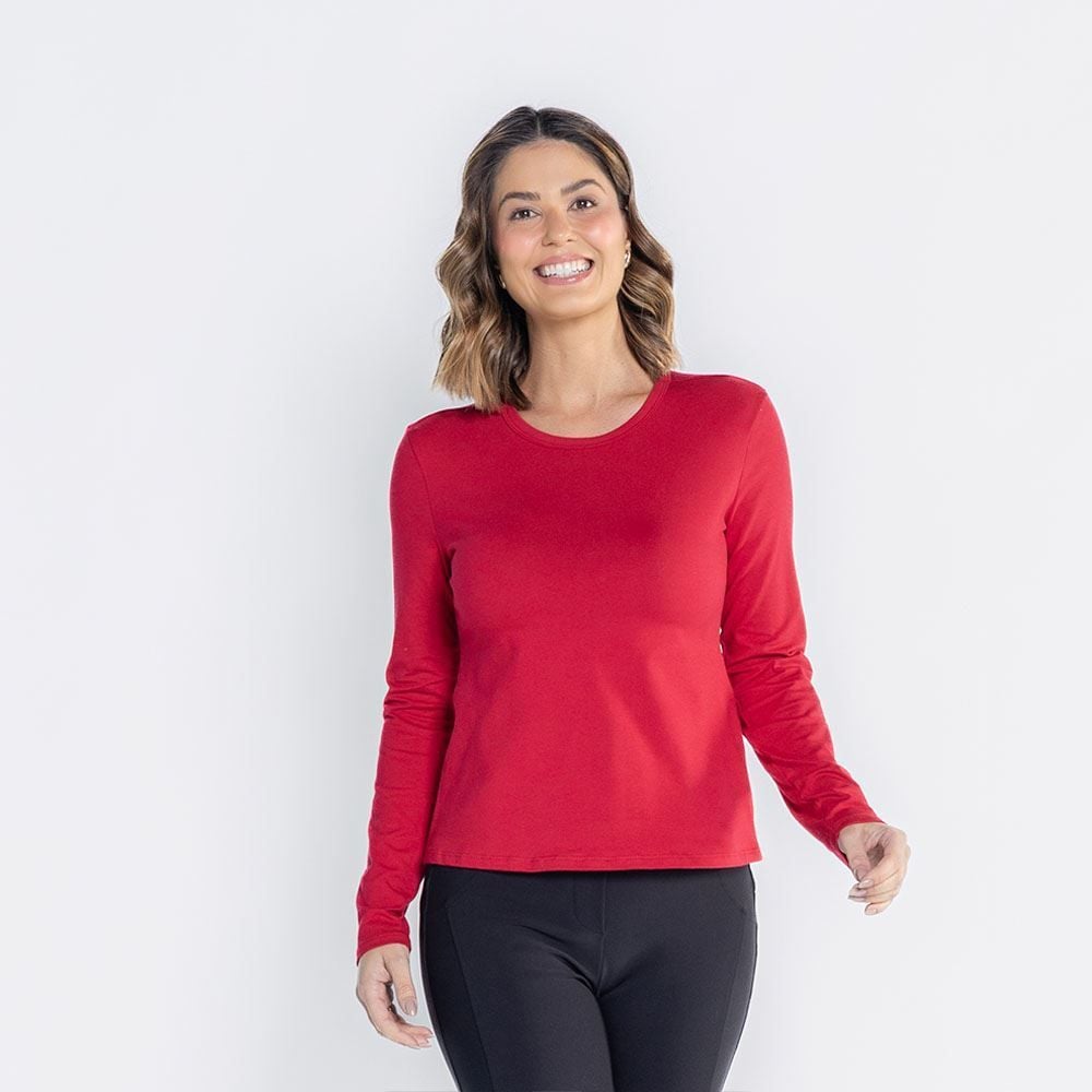 Blusa Feminina Manga Longa Com Gola Redonda Patricia Foster