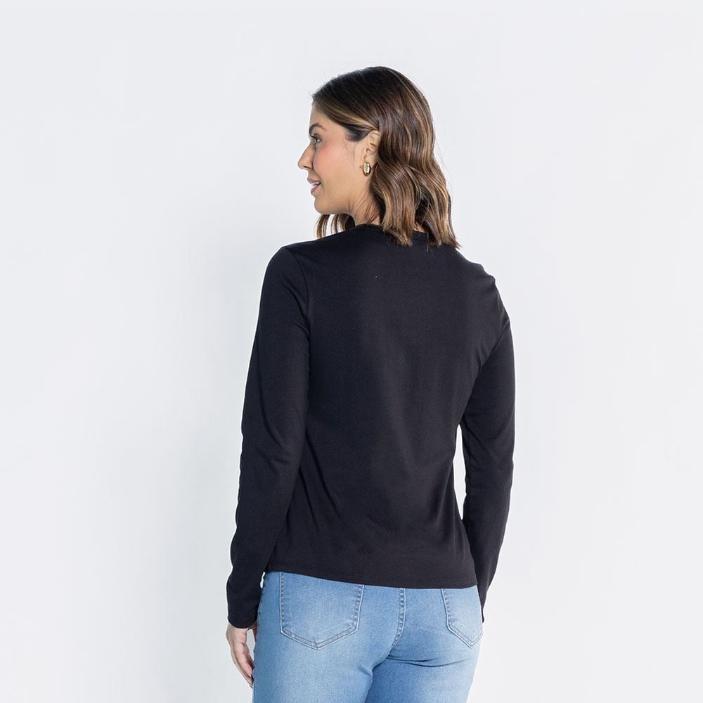 Blusa Feminina Manga Longa Com Gola Redonda Patricia Foster