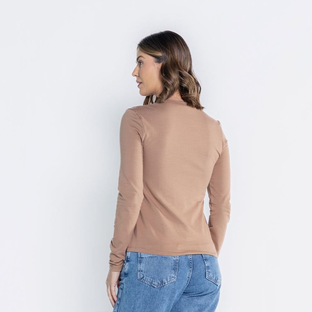Blusa Feminina Manga Longa Com Gola Redonda Patricia Foster