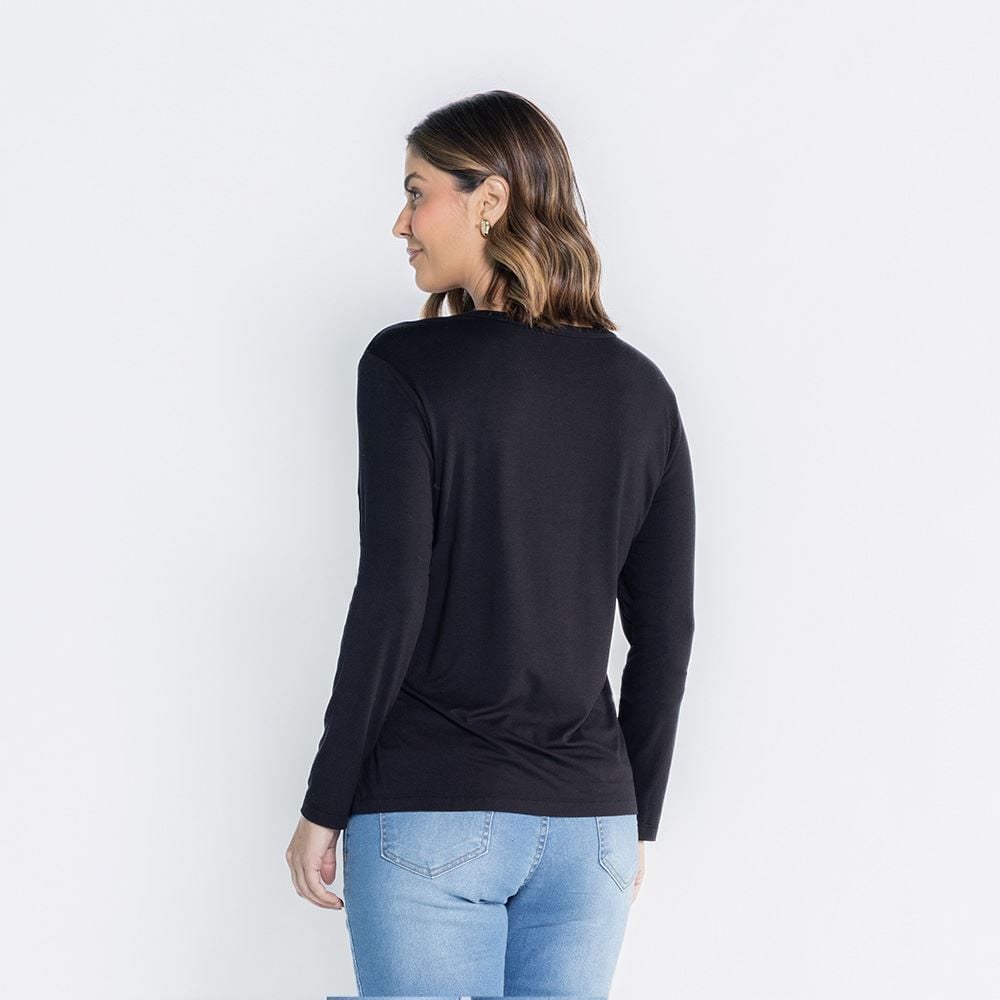 Blusa Feminina Manga Longa Em Malha Viscose Patricia Foster