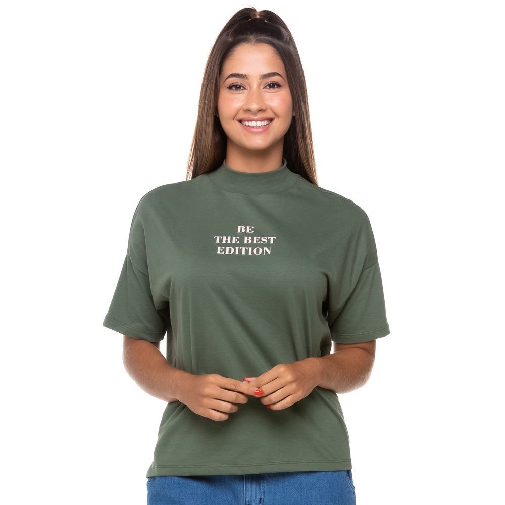 Blusa Gola Alta com Escrita Frontal Boby Blues