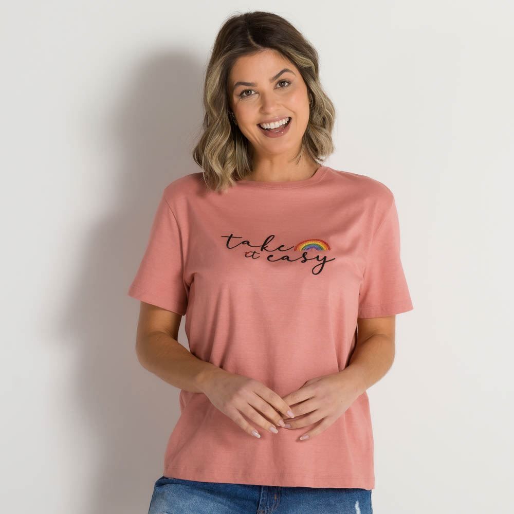 Blusa Malha Bordado Take a Easy Patricia Foster