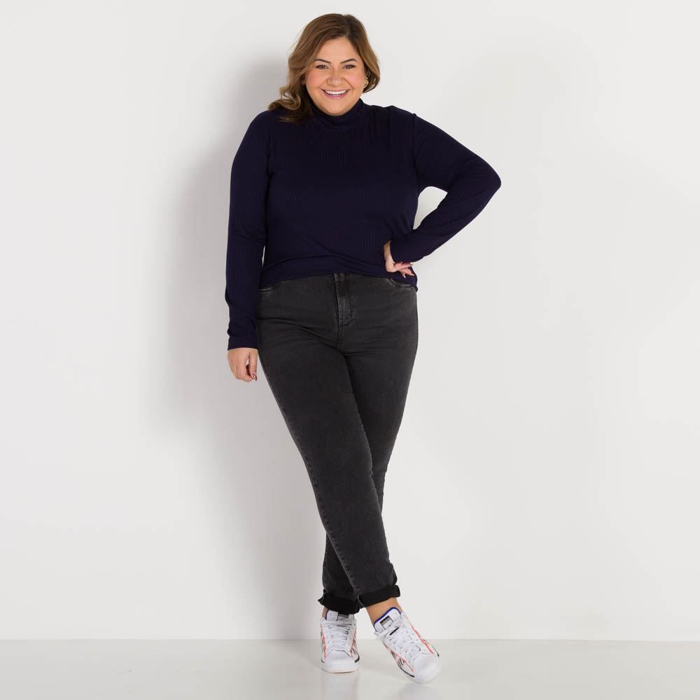 Blusa Plus Size Canelada Gola Alta Patricia Foster Mais