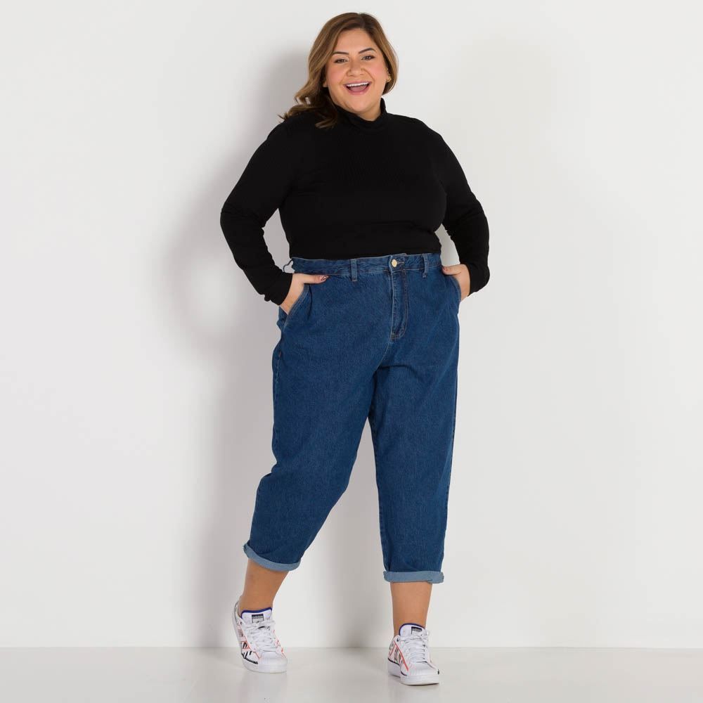 Blusa Plus Size Canelada Gola Alta Patricia Foster Mais