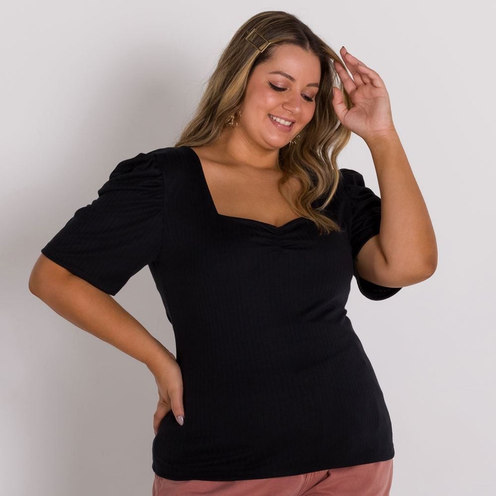 Blusa Plus Size Decote Quadrado Patricia Foster Mais