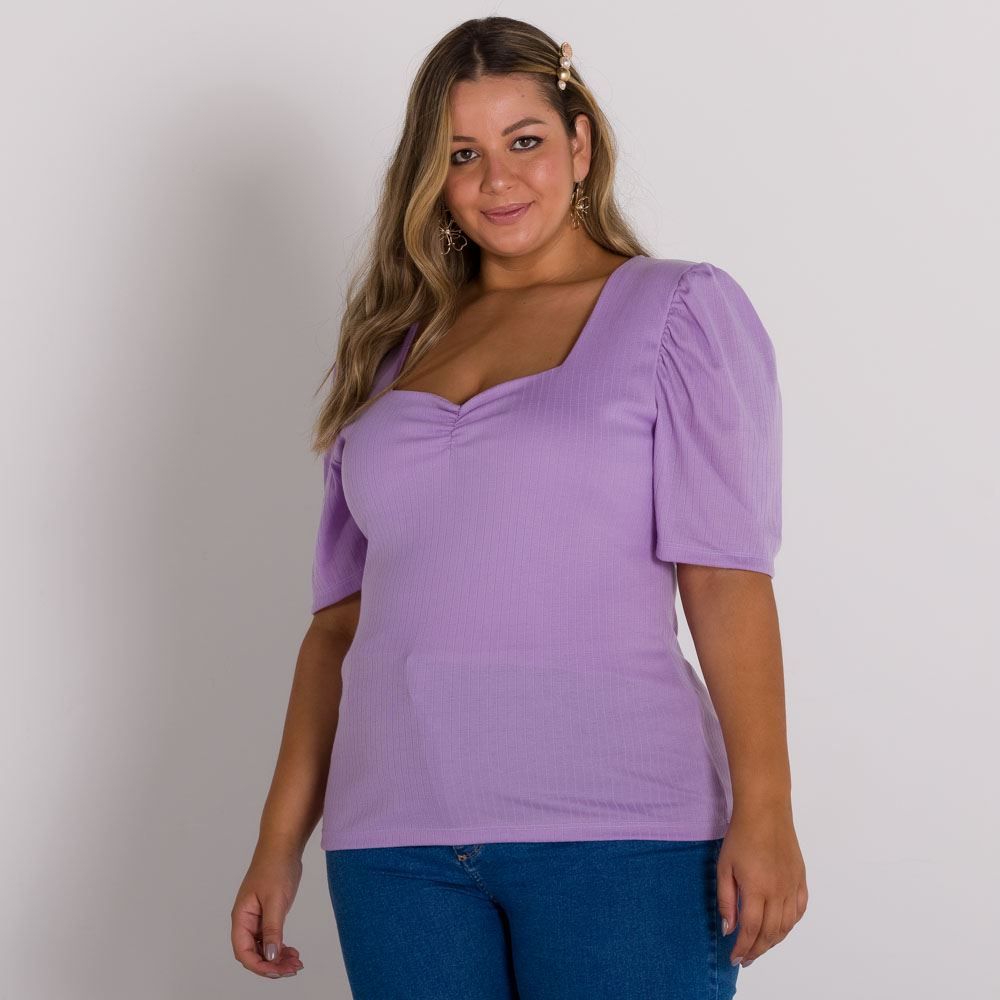 Blusa Plus Size Decote Quadrado Patricia Foster Mais