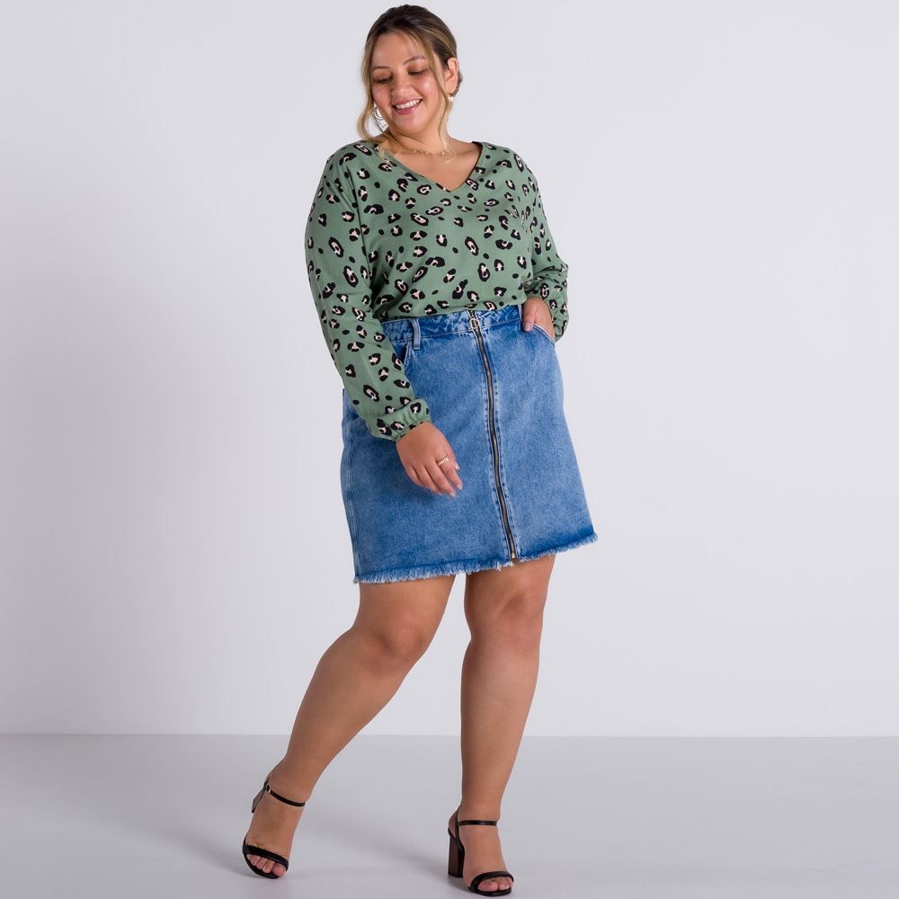 Blusa Plus Size Decote V Viscose Patrícia Foster Mais