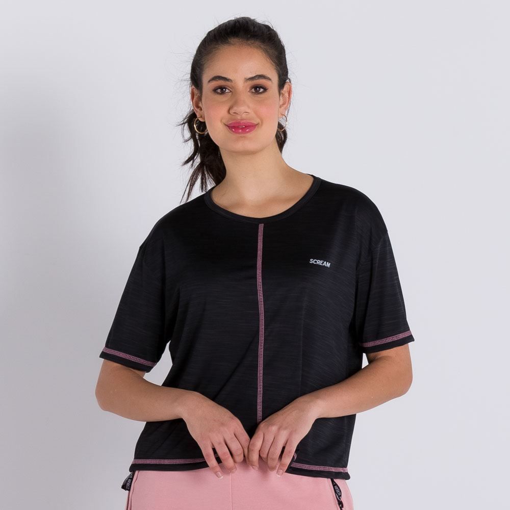 Blusa Poliéster Costura Contrastante Scream