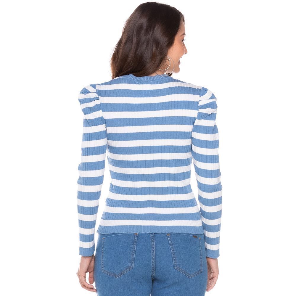 Blusa Tricot Canelado Manga Fofa Boby Blues