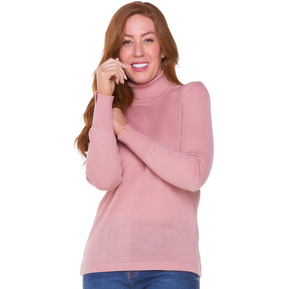 Blusa Tricot Gola Alta Virada Patricia Foster