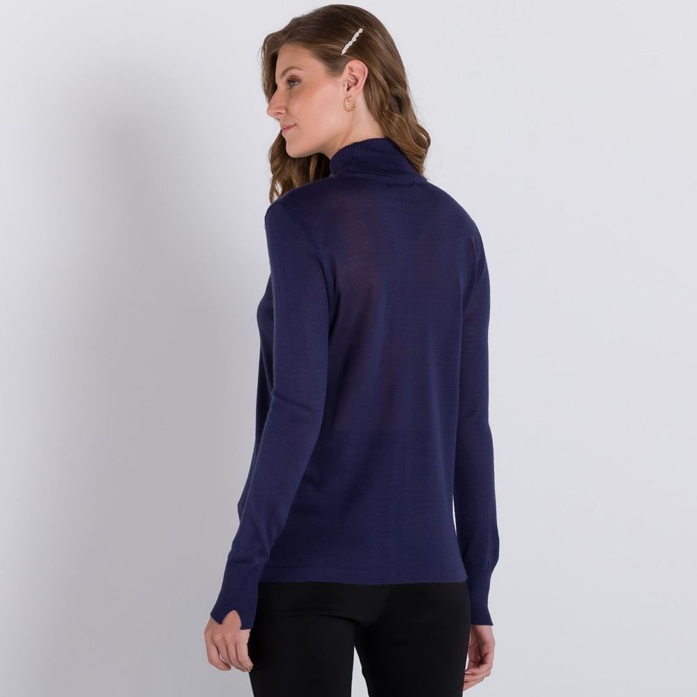 Blusa Tricot Gola Alta Virada Patricia Foster