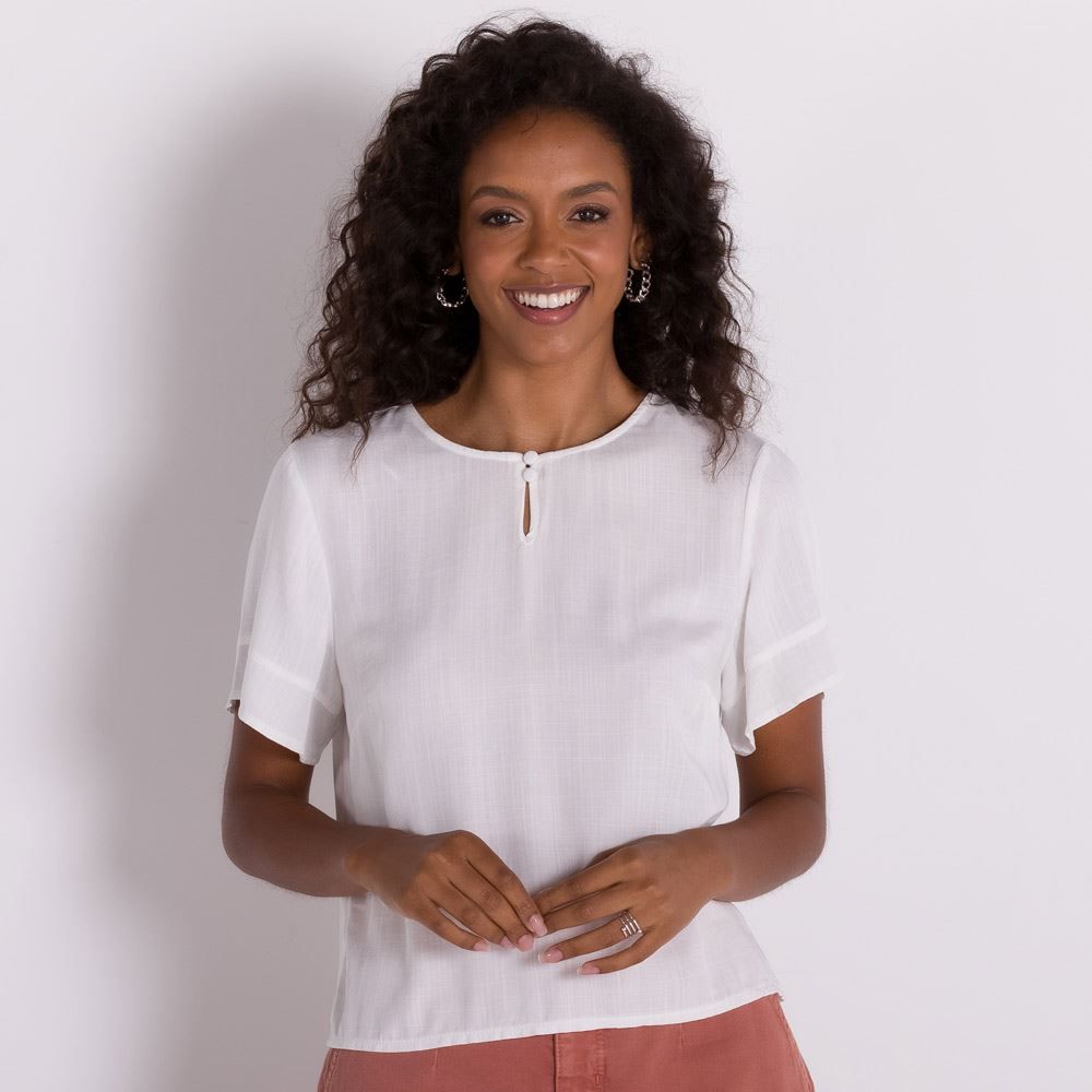 Blusa Viscose Decote com Botões Patrícia Foster