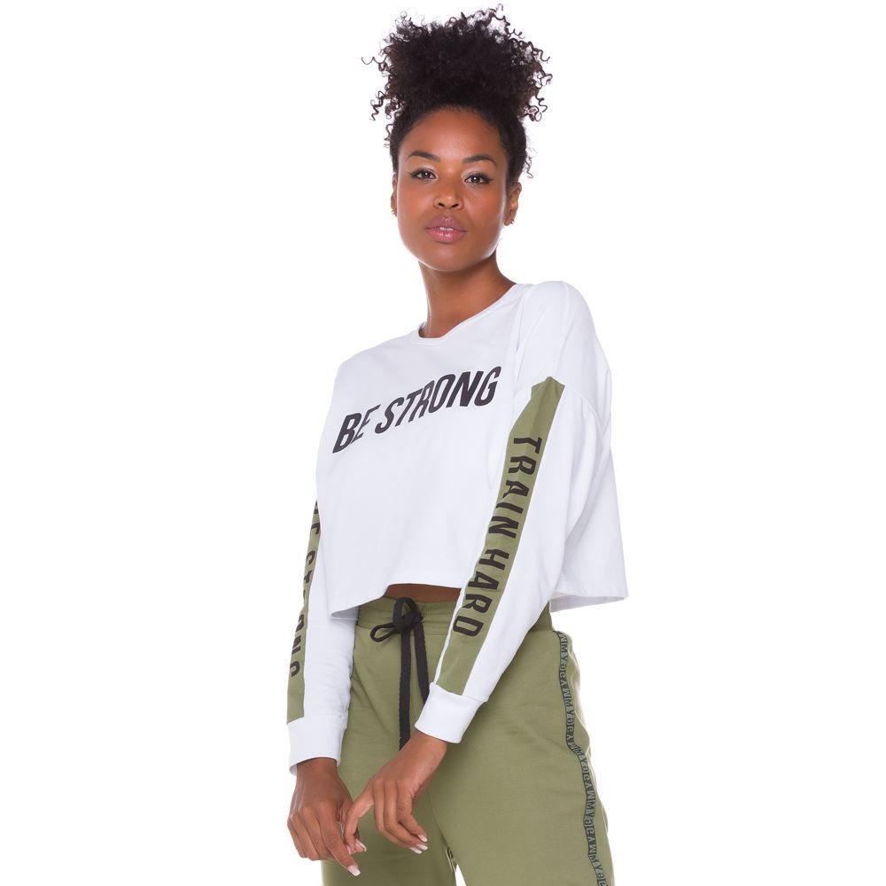 Blusão Cropped Moletinho Be Strong Scream