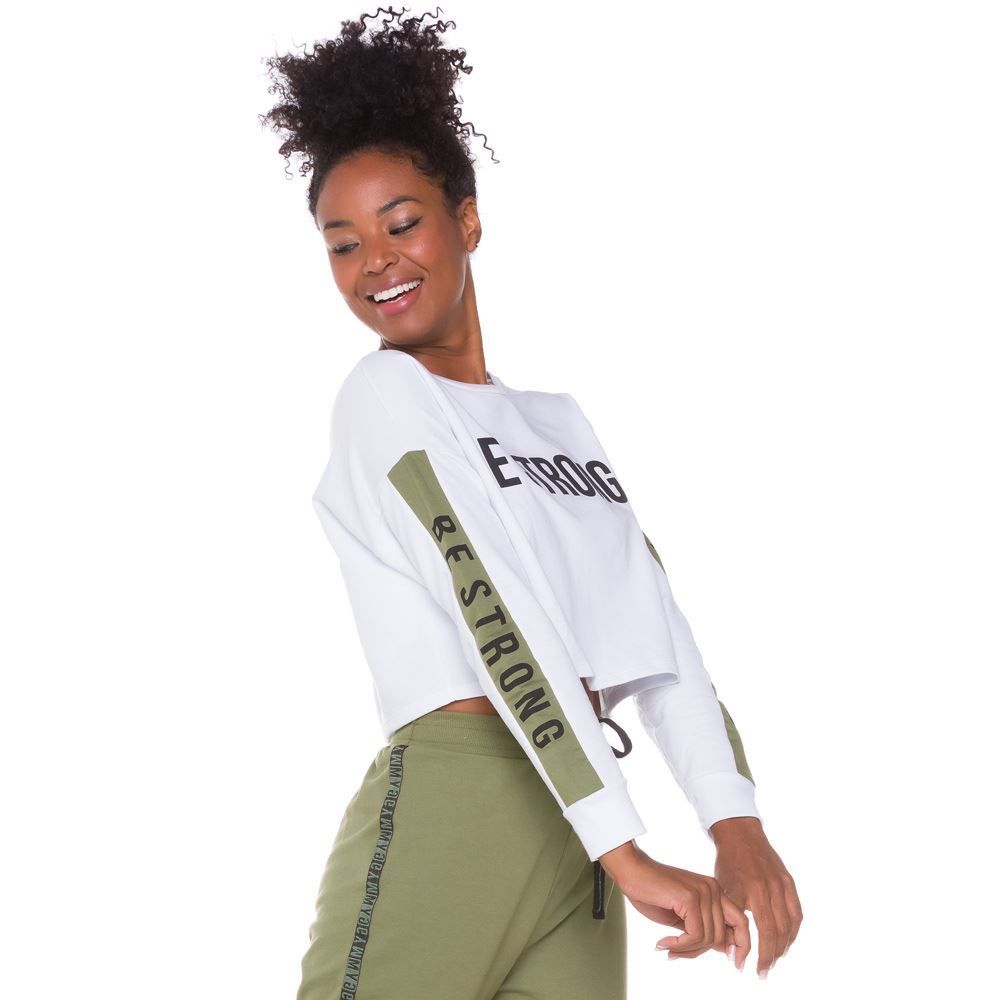 Blusão Cropped Moletinho Be Strong Scream