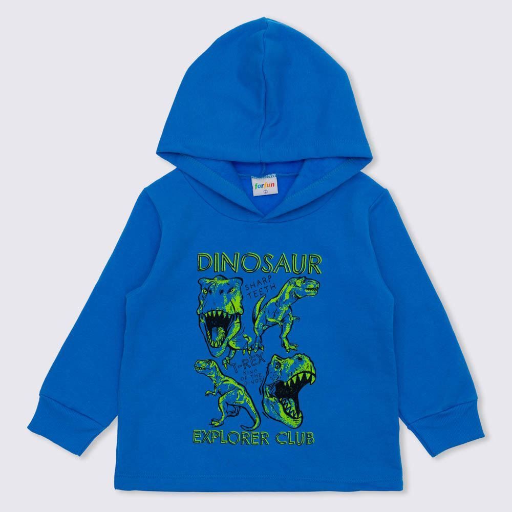 Blusão Moletom 1 a 3 anos com Capuz Dino Fakini