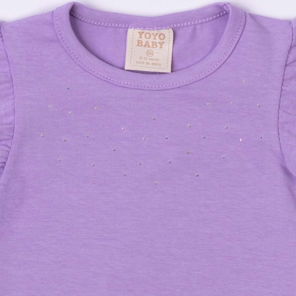 Body Bebê Menina Manga Curta Com Brilho Yoyo Baby