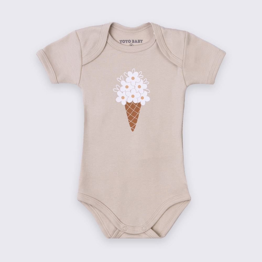 Body Bebê Menina Manga Curta Estampado Yoyo Baby