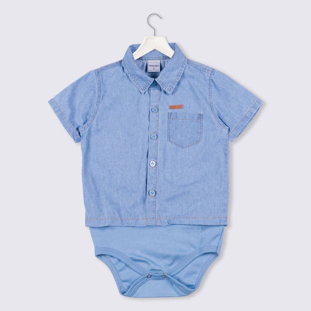 Body Camisa 1 a 3 anos Jeans + Malha Yoyo Kids