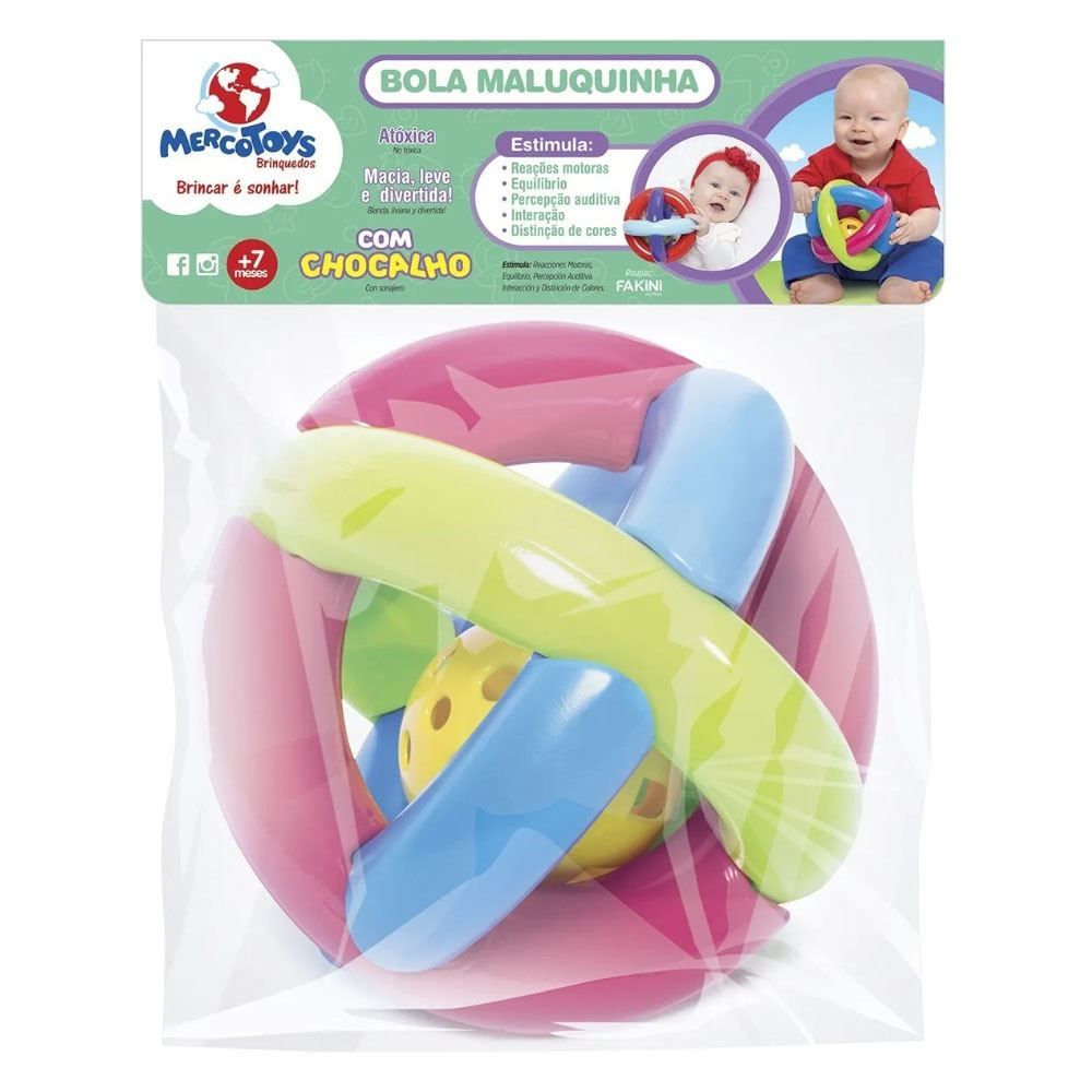 Bola Maluquinha Com Chocalho Mercotoys - Sortido