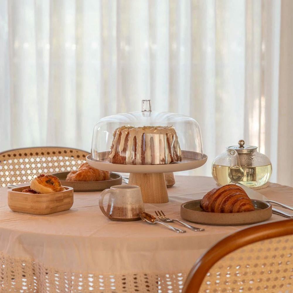 Boleira Com Pé E Cupula Lume 25Cm Ou - Bege