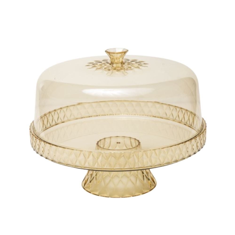 Boleira Com Pé E Tampa Glamour Plasútil 26Cm - Âmbar 