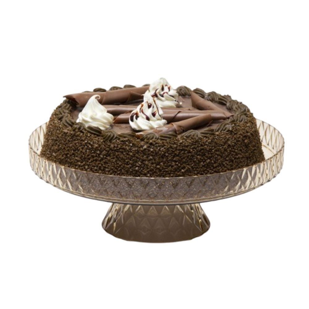 Boleira Com Pé E Tampa Glamour Plasútil 26Cm - Âmbar 