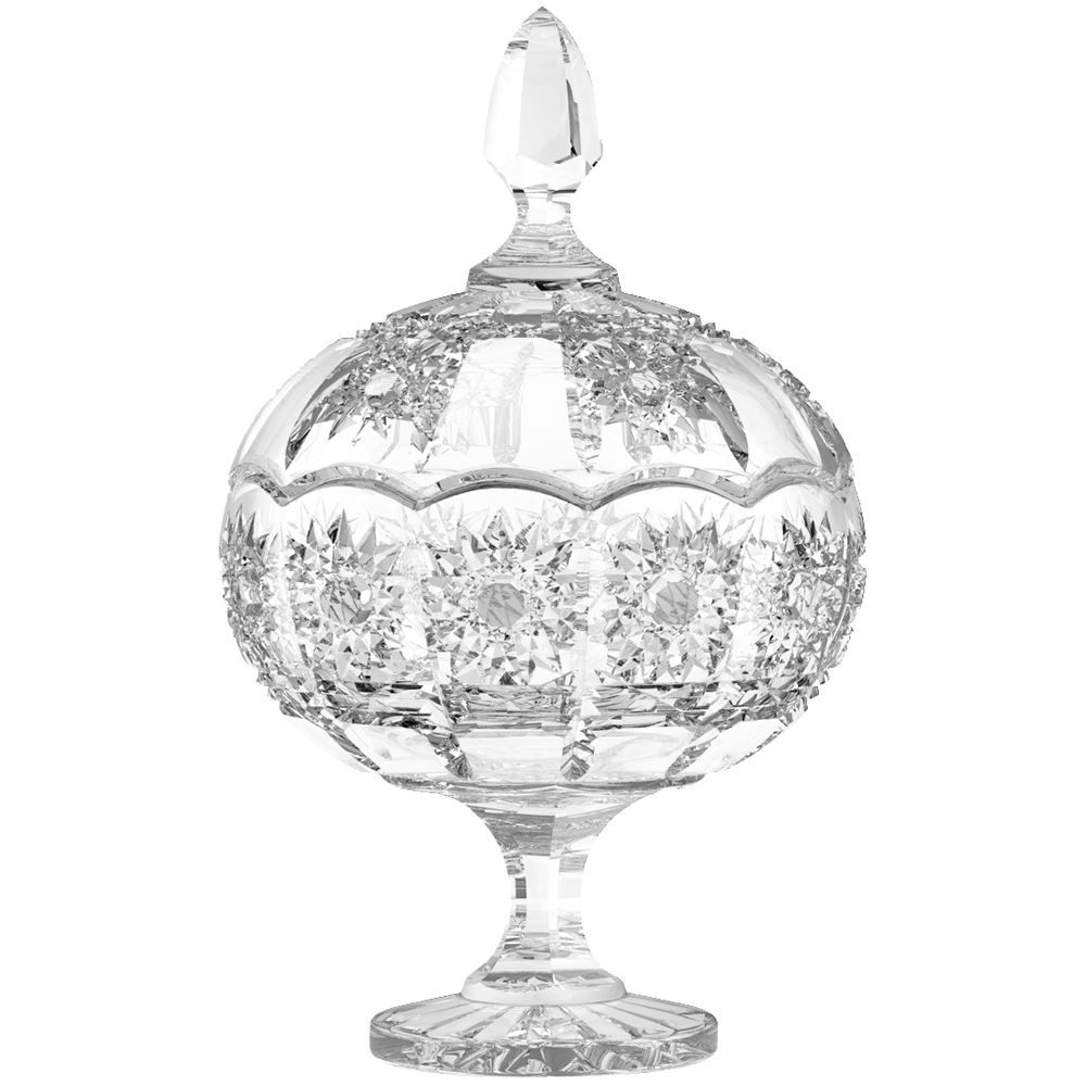 Bomboniere Com Pé De Vidro Bohemia 900Ml Em Casa Tem Glass - Inga