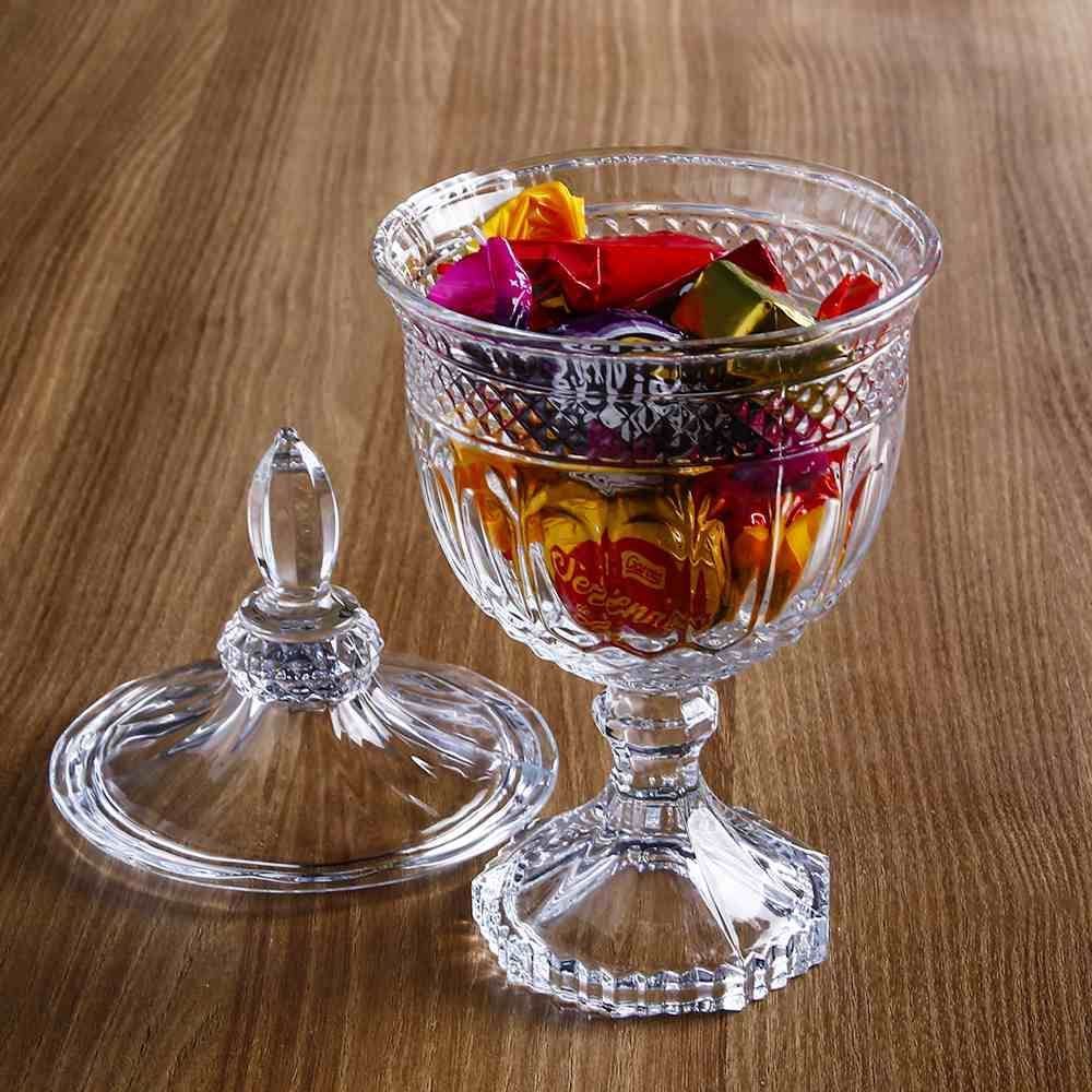 Bomboniere Com Pé De Vidro Patrícia Hauskraft 11,5Cm - Transparente