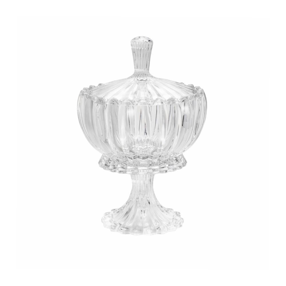 Bomboniere Com Pé E Tampa Cristal Geneva Wolff - Transparente