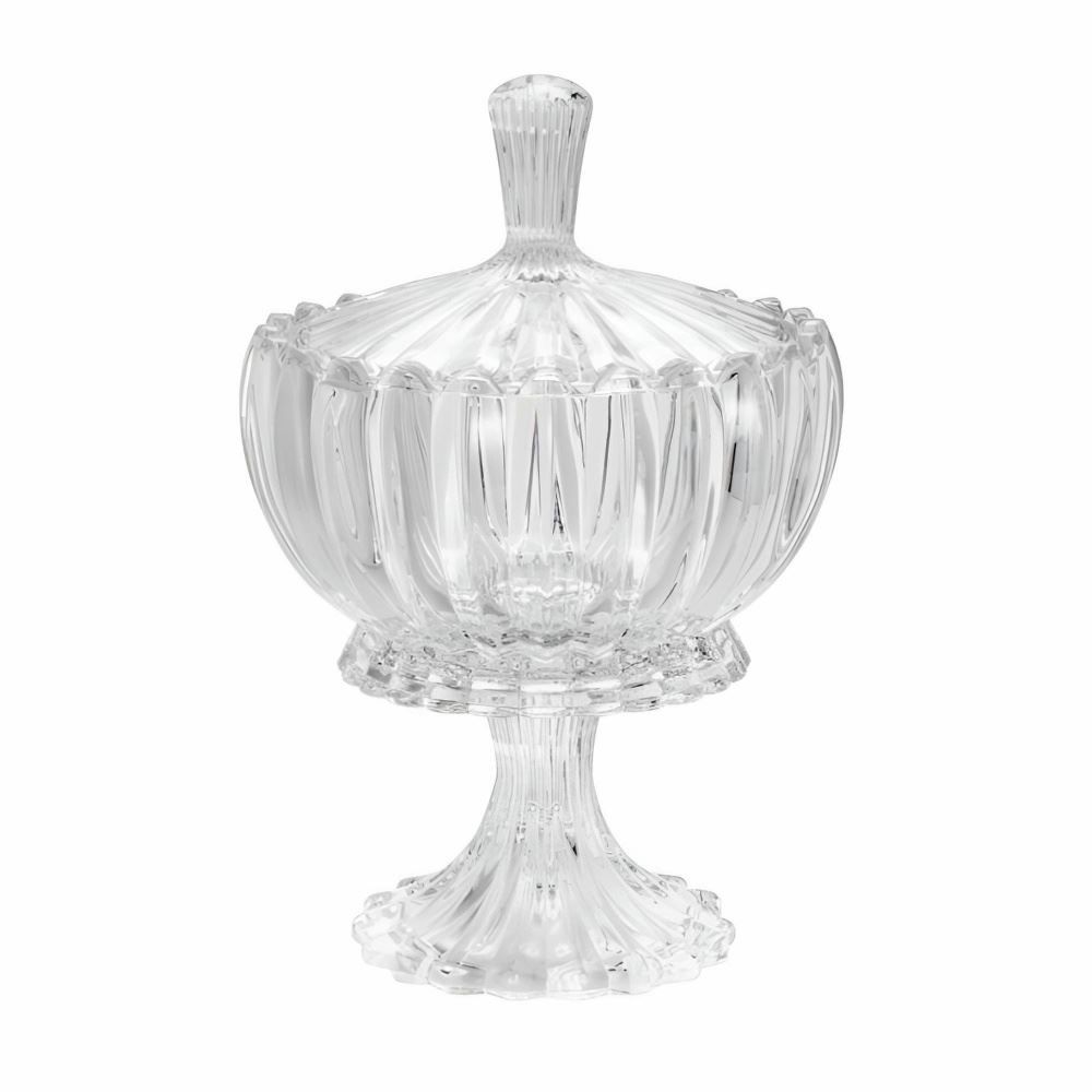 Bomboniere com Pé Cristal Geneva Wolff 25Cm - Transparente