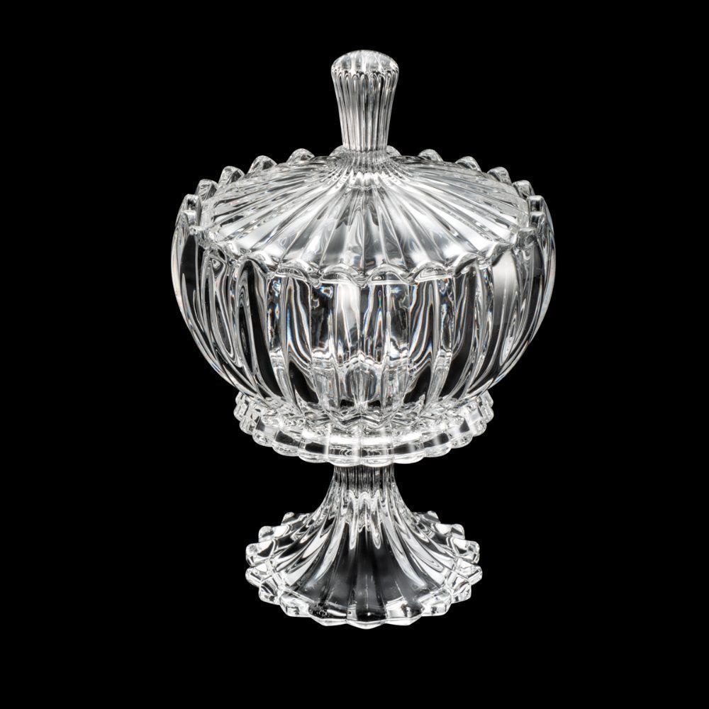 Bomboniere com Pé Cristal Geneva Wolff 25Cm - Transparente
